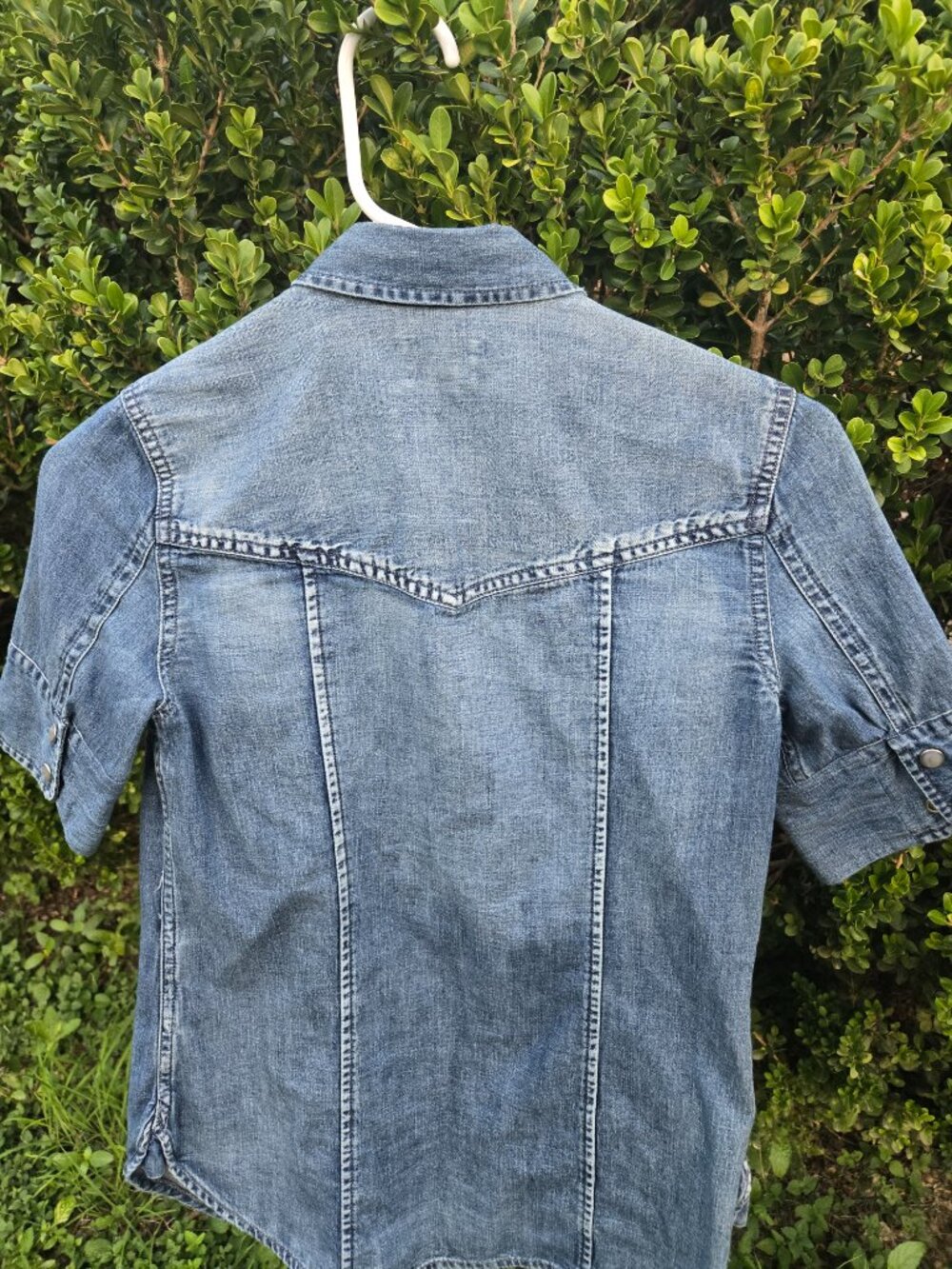 J. CREW Denim Button Down Short-Sleeve Jean Shirt ( size 00P ) - Picture 5 of 6
